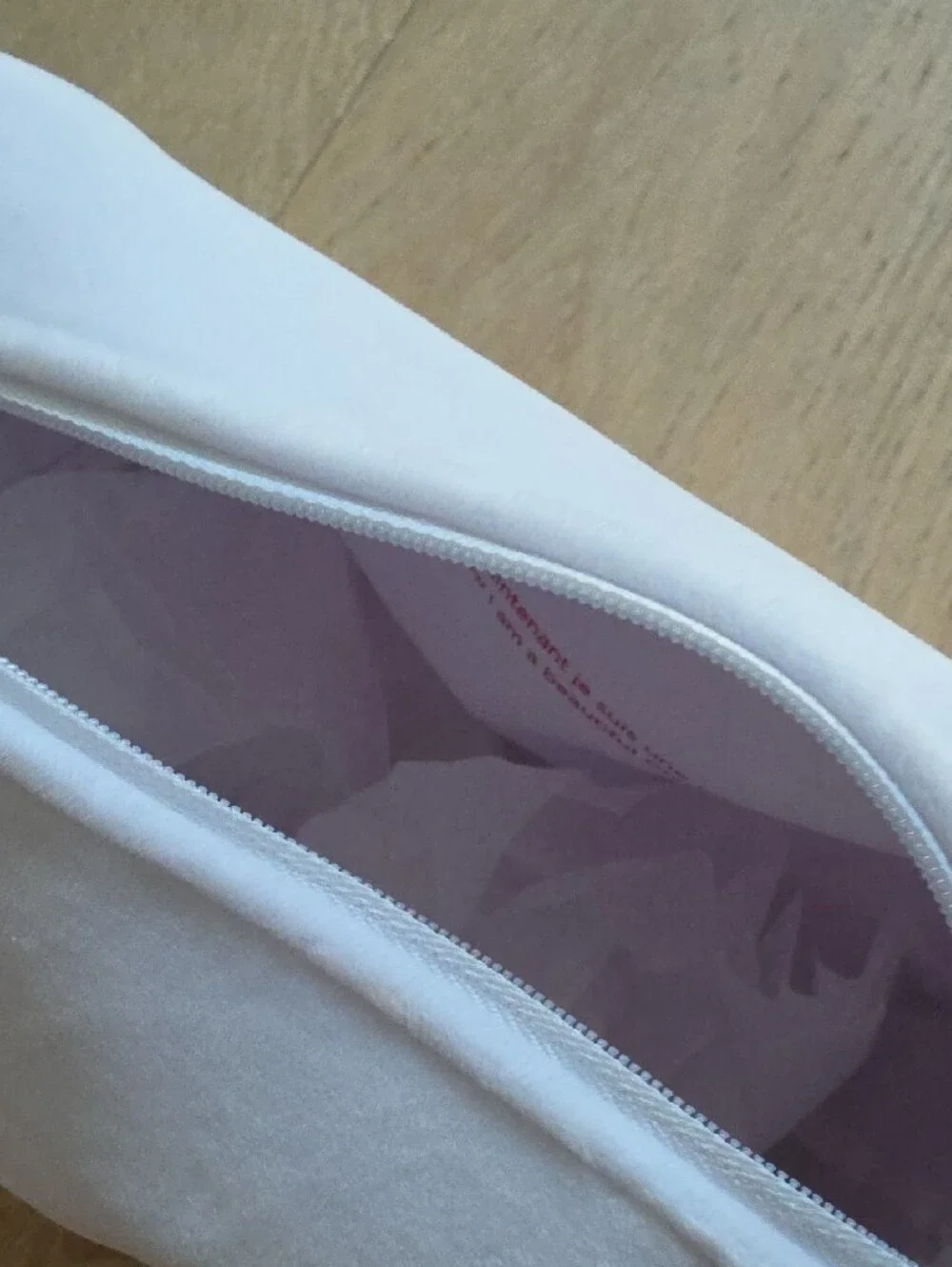 NWOT Clarins White Velvet Toiletry Bag